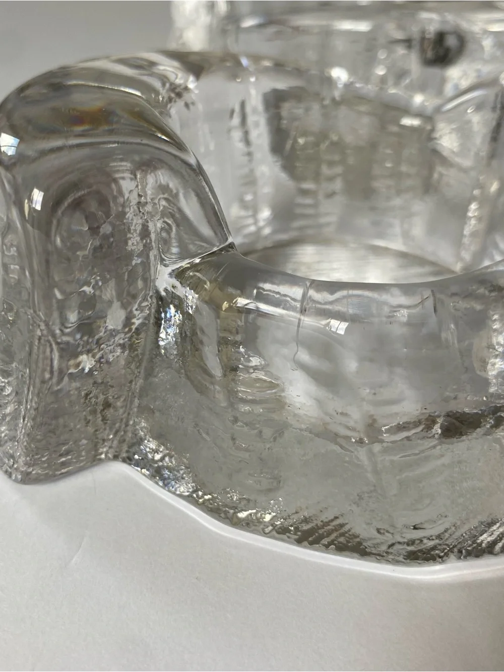 Not sure if these are candle holder or ashtray Vintage MCM Swedish Ice Glass
